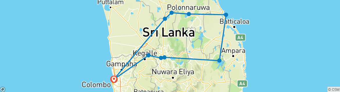 Karte mit der Reiseroute