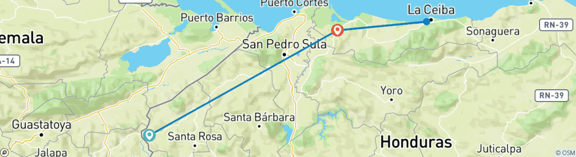 Foto van een kaart met de route van de rondreis