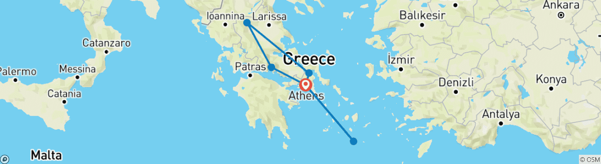 Image d'une carte montrant l'itinéraire du circuit