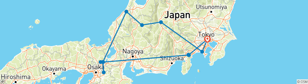 Carte du circuit Vibrant été au Japon - 14 jours