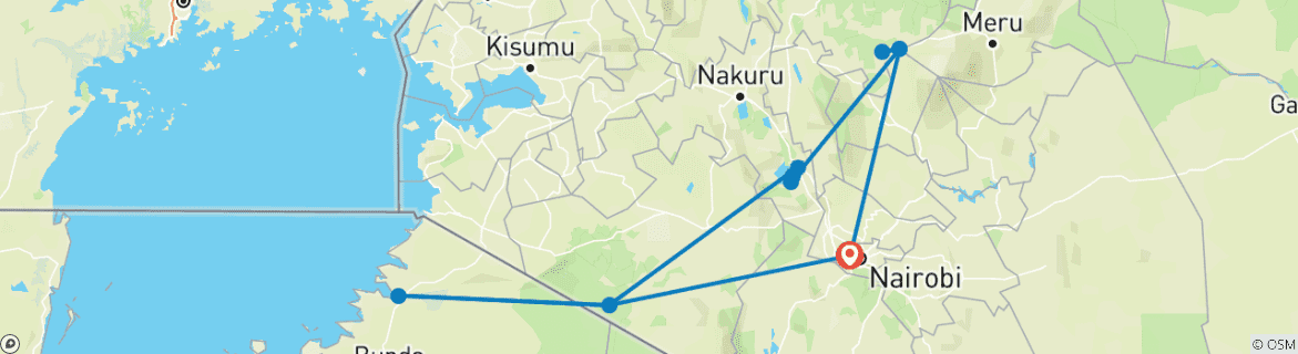 Image d'une carte montrant l'itinéraire du circuit