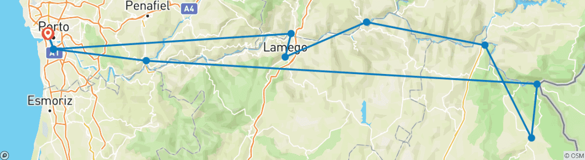 Mapa de Crucero Gran Duero - 7 días