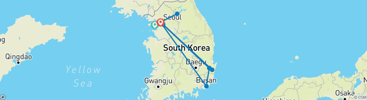 Mapa de Descubrimiento de Seúl, Jeonju, Gyeongju y Busan - 10 días
