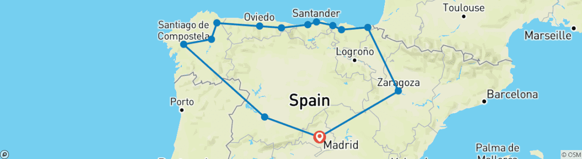 Carte du circuit Boucle Madrid & Nord de l'Espagne - 10 jours