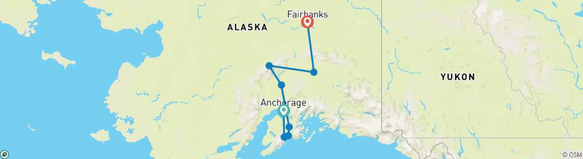 Image d'une carte montrant l'itinéraire du circuit