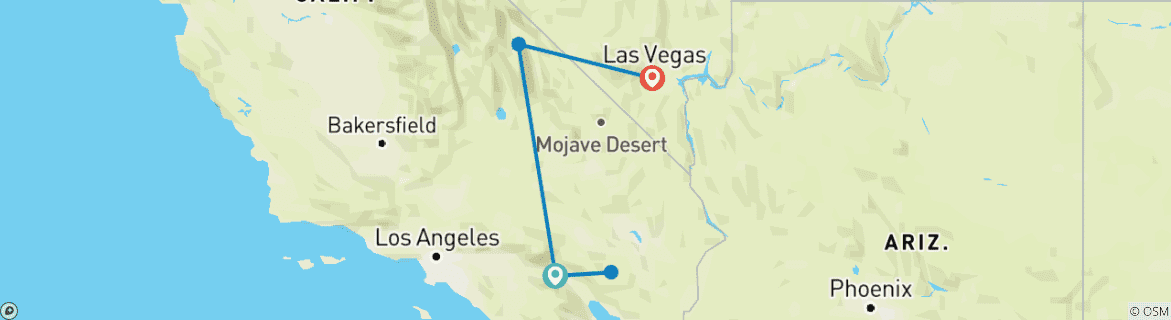Mapa de Palm Springs, Joshua Tree y Valle de la Muerte 2027 - 7 días