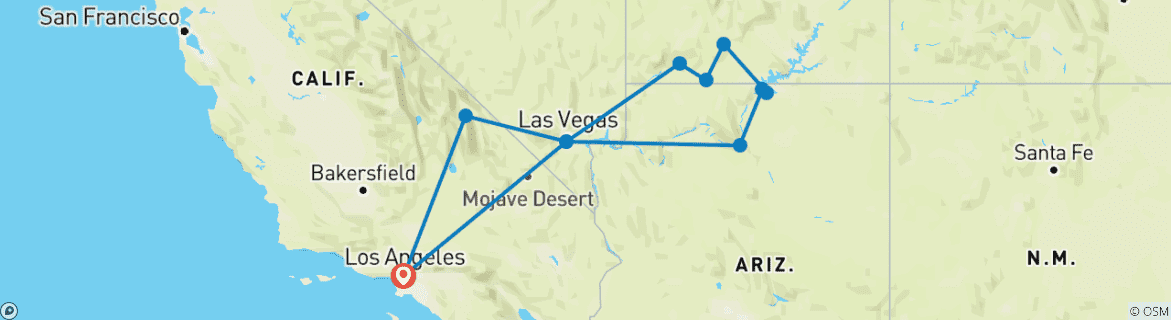 Image d'une carte montrant l'itinéraire du circuit