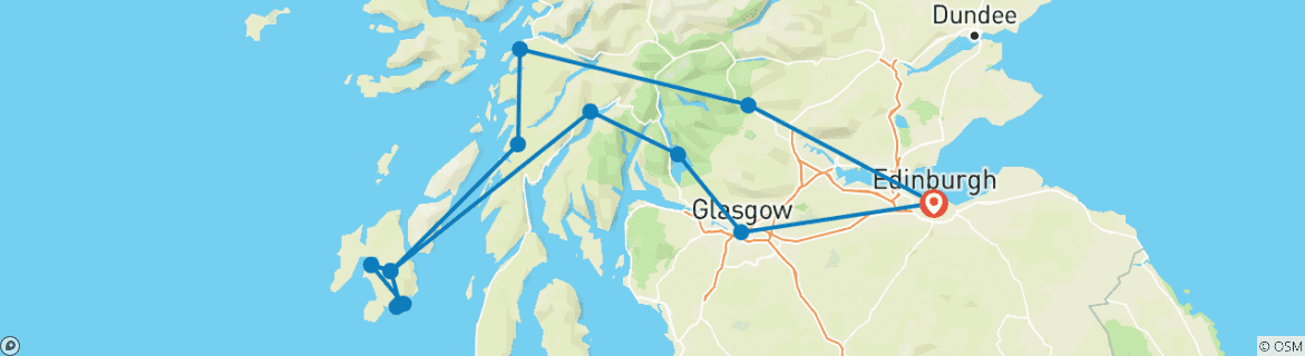 Image d'une carte montrant l'itinéraire du circuit