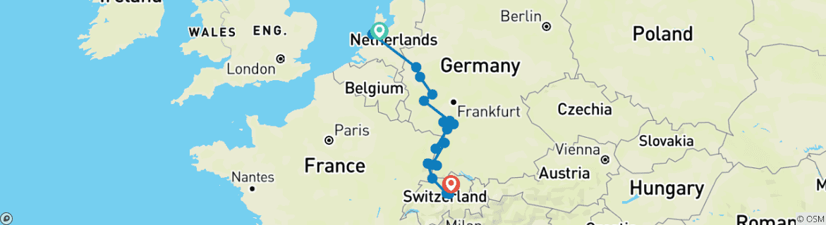 Karte mit der Reiseroute