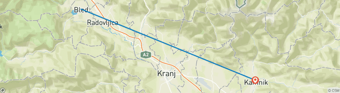 Image d'une carte montrant l'itinéraire du circuit