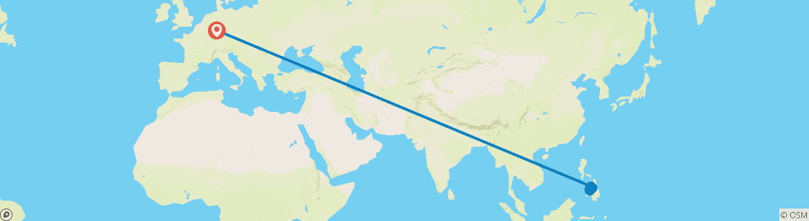 Foto van een kaart met de route van de rondreis