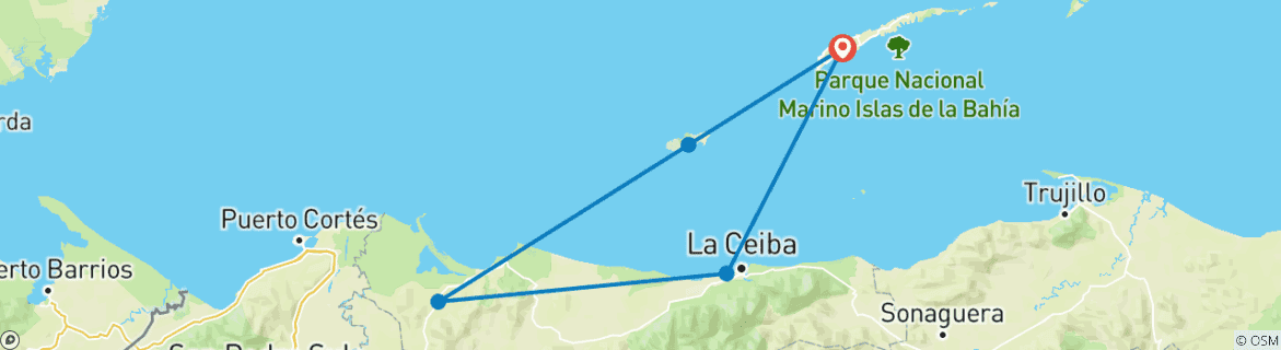 Image d'une carte montrant l'itinéraire du circuit