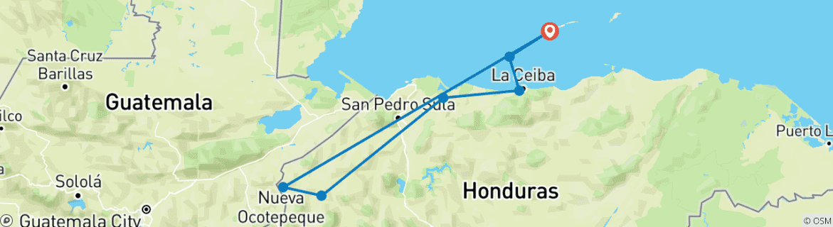 Karte mit der Reiseroute