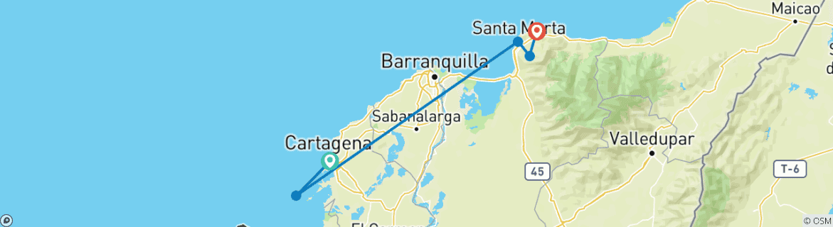 Carte du circuit Magie des Caraïbes - 7 jours