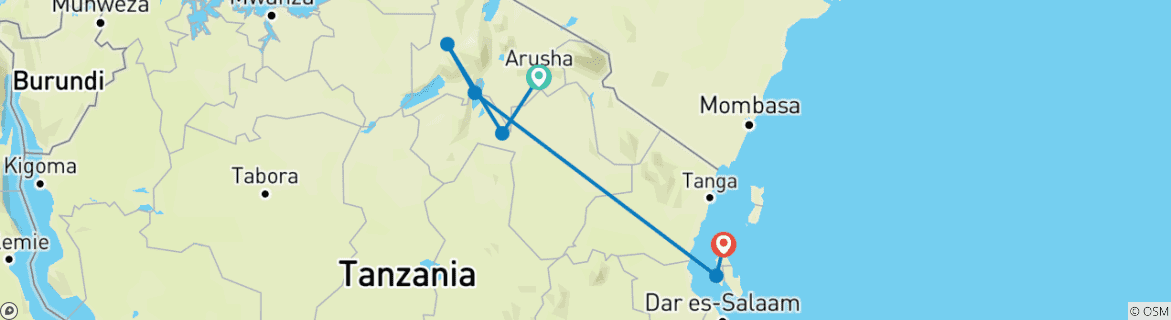 Image d'une carte montrant l'itinéraire du circuit