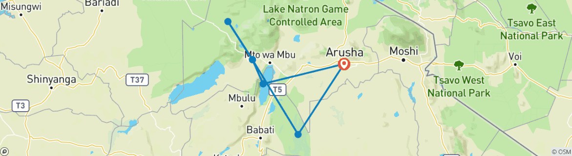 Image d'une carte montrant l'itinéraire du circuit