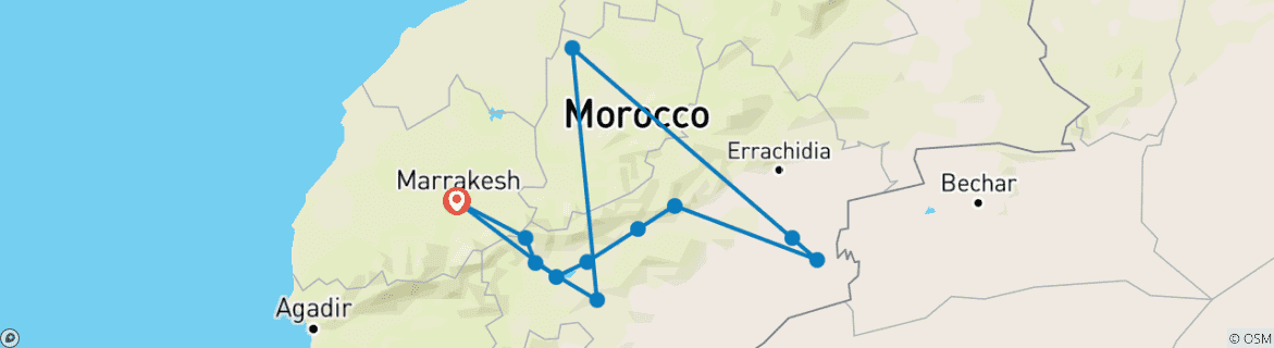 Image d'une carte montrant l'itinéraire du circuit