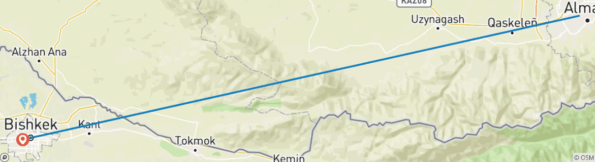 Foto van een kaart met de route van de rondreis