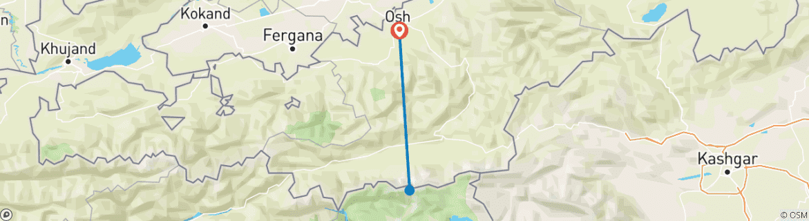 Karte von 4-tägige Tulpar Kul Trekking Tour ab Osh