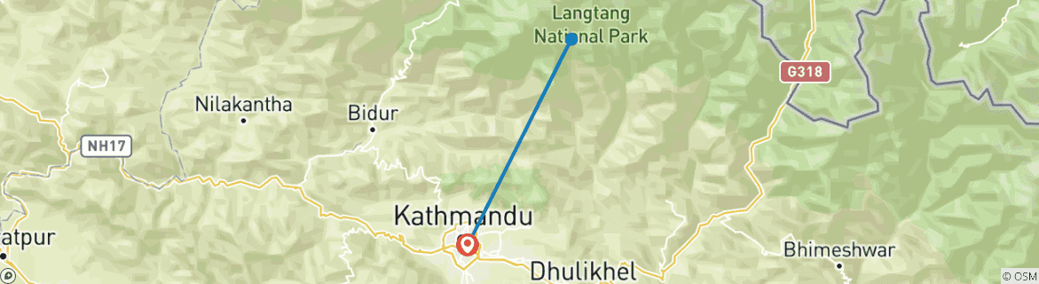 Kaart van Ama Yangri Trek