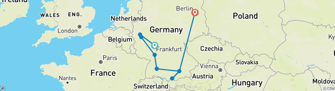 Karte mit der Reiseroute