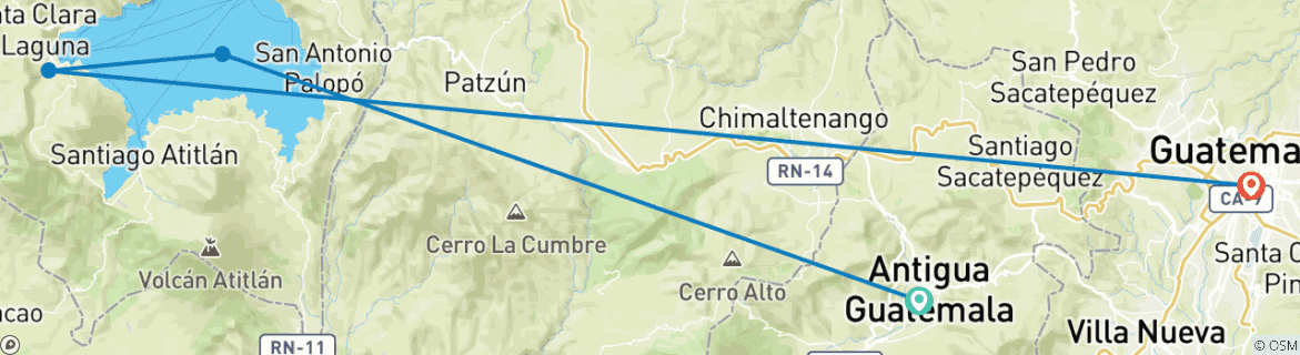 Image d'une carte montrant l'itinéraire du circuit
