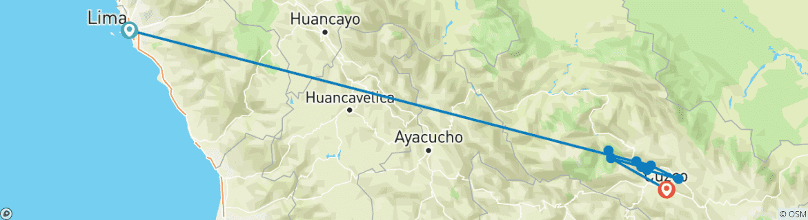Image d'une carte montrant l'itinéraire du circuit