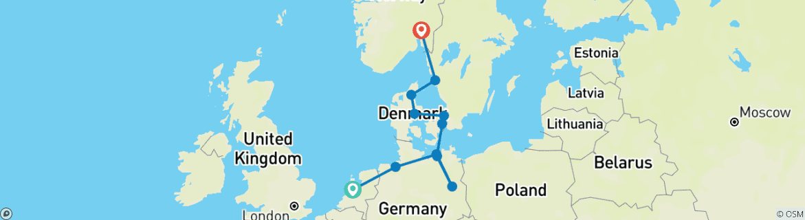 Karte mit der Reiseroute