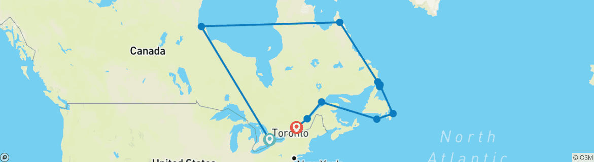 Image d'une carte montrant l'itinéraire du circuit