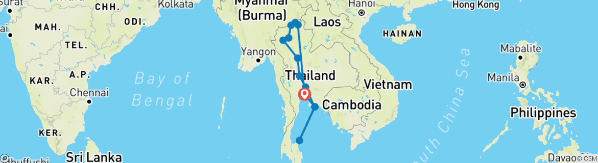Karte von Thailands Highlights erleben (18 Tage)