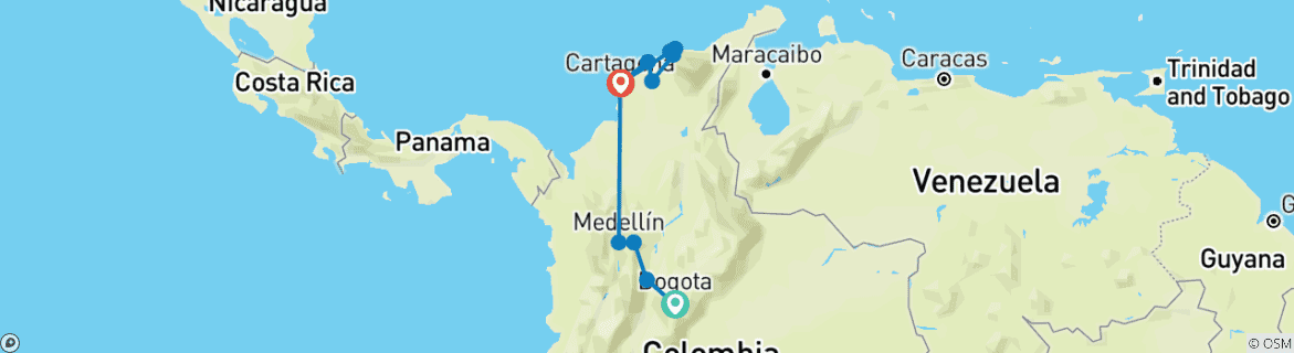 Kaart van Echt Colombia