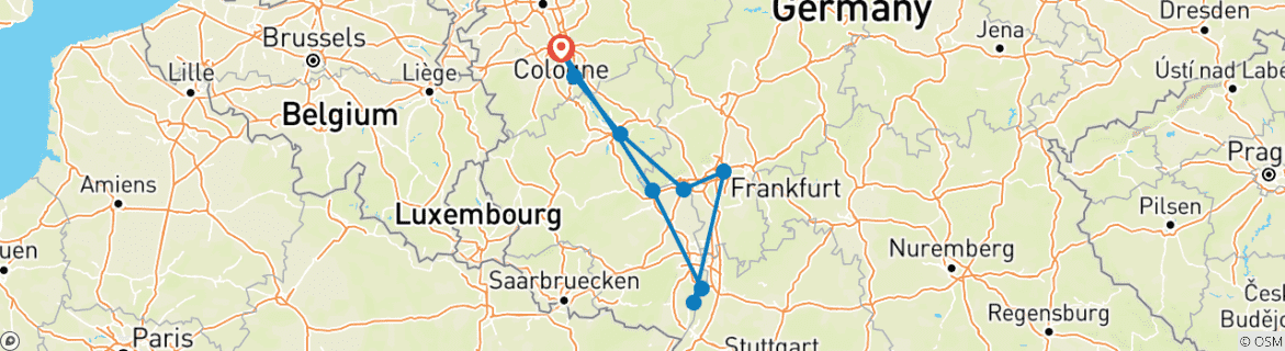 Karte mit der Reiseroute