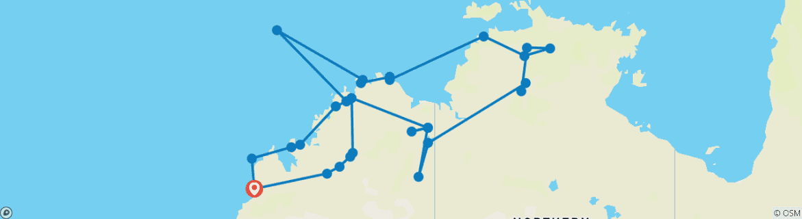 Karte mit der Reiseroute