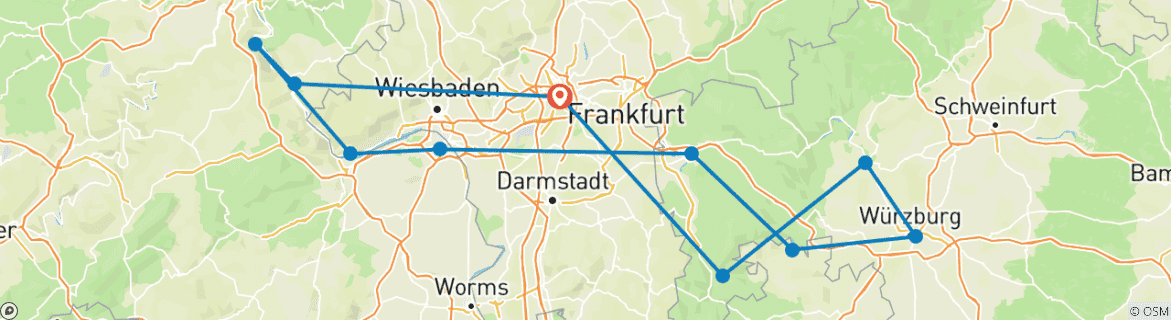 Karte mit der Reiseroute