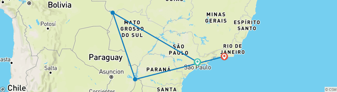 Image d'une carte montrant l'itinéraire du circuit
