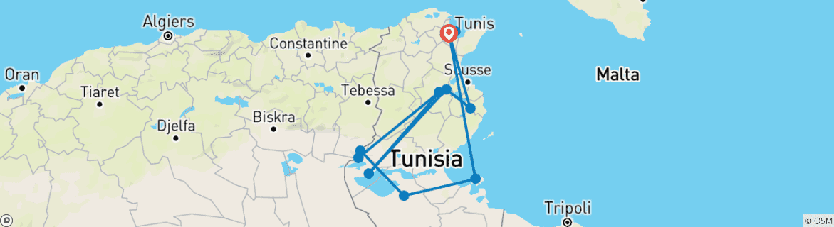 Carte du circuit Tunisie Eclipse Aventure 2027 - Deluxe B
