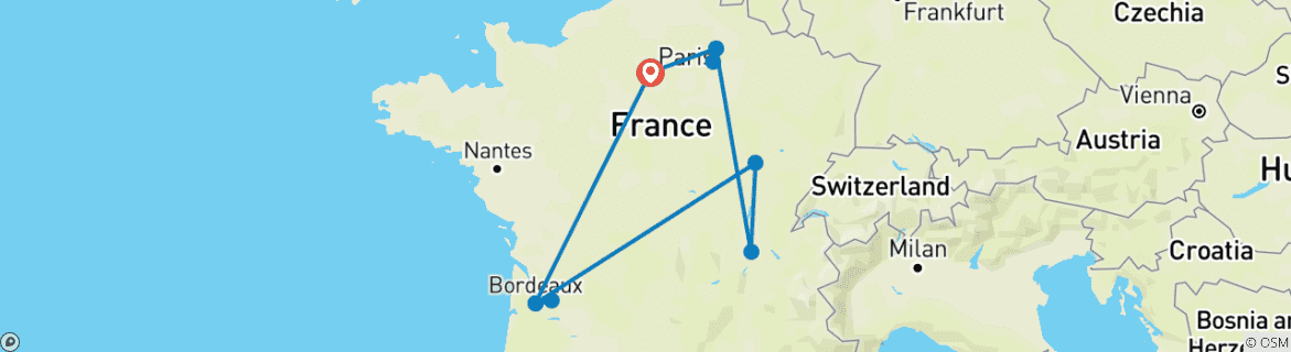 Image d'une carte montrant l'itinéraire du circuit
