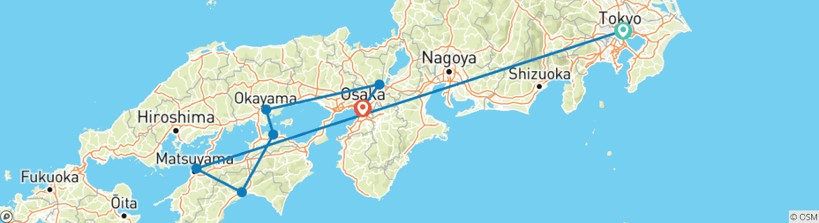 Image d'une carte montrant l'itinéraire du circuit