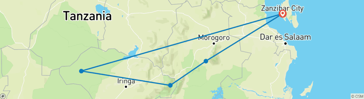 Image d'une carte montrant l'itinéraire du circuit