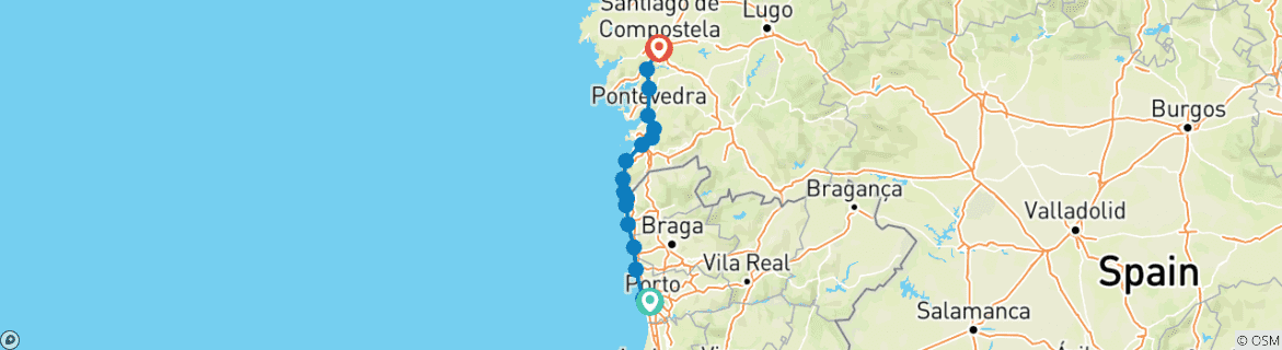 Image d'une carte montrant l'itinéraire du circuit