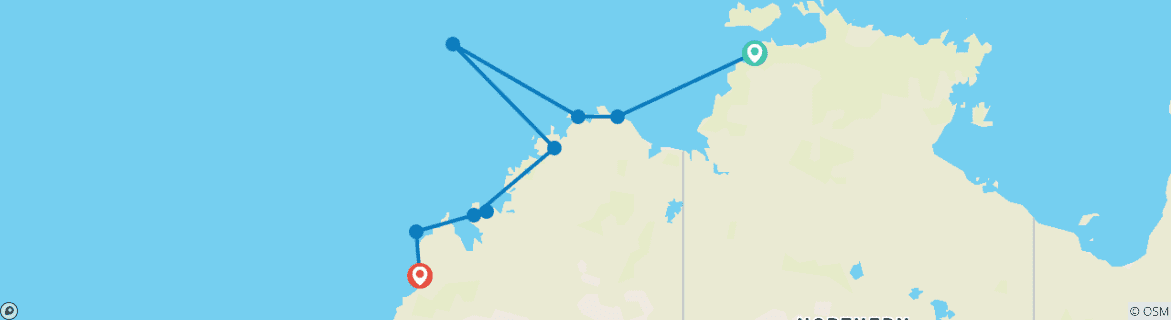 Image d'une carte montrant l'itinéraire du circuit
