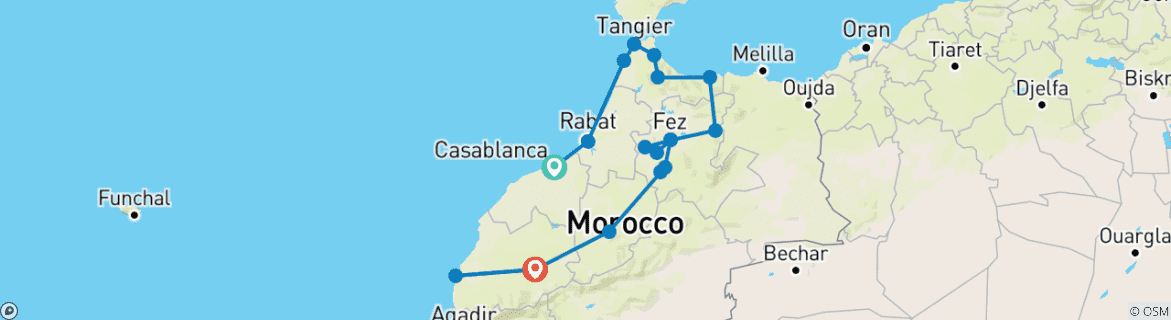 Image d'une carte montrant l'itinéraire du circuit