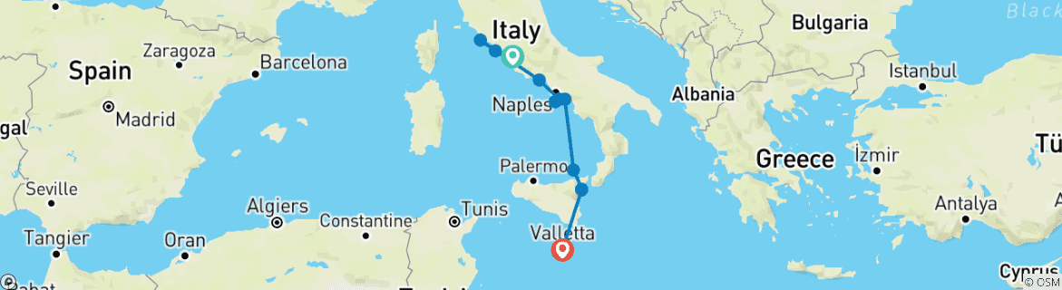 Image d'une carte montrant l'itinéraire du circuit