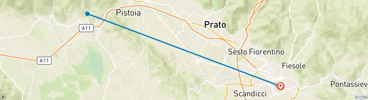 Image d'une carte montrant l'itinéraire du circuit