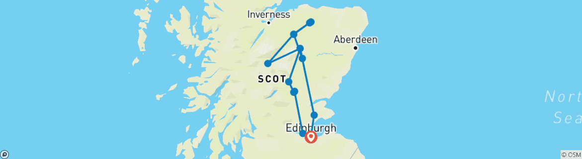 Image d'une carte montrant l'itinéraire du circuit