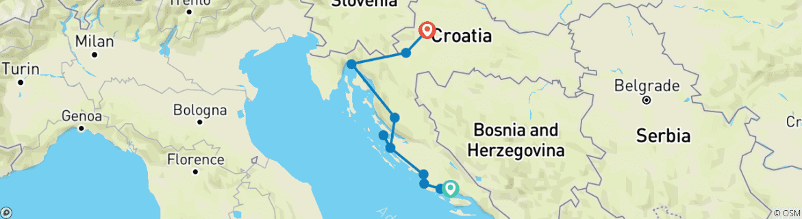 Image d'une carte montrant l'itinéraire du circuit