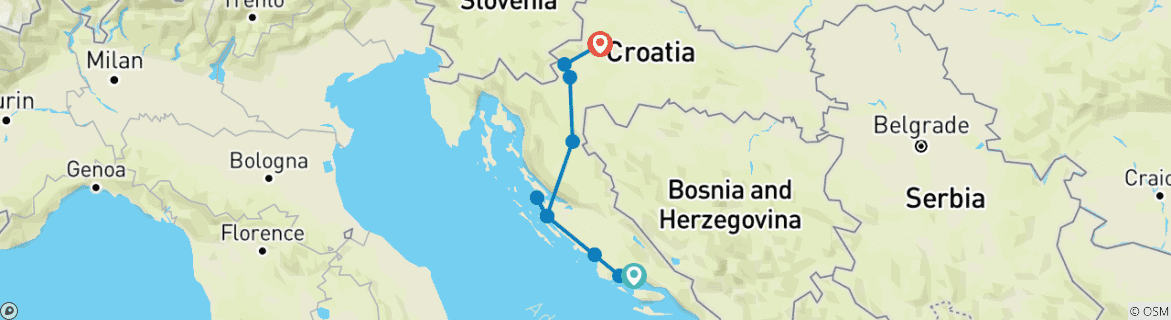 Image d'une carte montrant l'itinéraire du circuit
