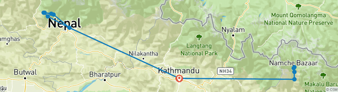 Mapa de Poonhill Sunrise and Everest View Trek - 17 Días