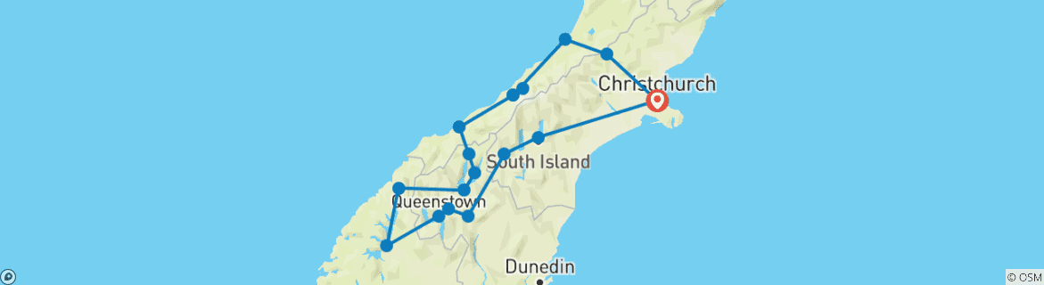 Image d'une carte montrant l'itinéraire du circuit