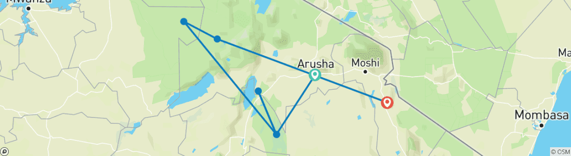Image d'une carte montrant l'itinéraire du circuit